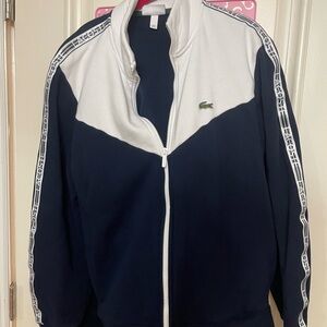 Lacoste Navy and White Track Jacket